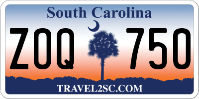 SC license plate ZOQ750