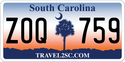 SC license plate ZOQ759