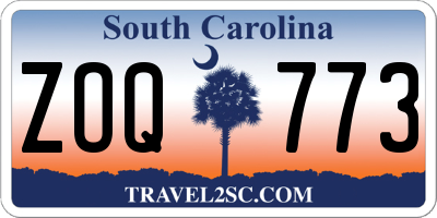 SC license plate ZOQ773