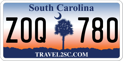 SC license plate ZOQ780
