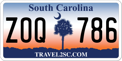SC license plate ZOQ786