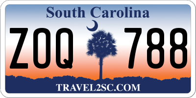 SC license plate ZOQ788