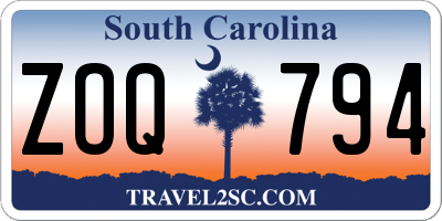 SC license plate ZOQ794