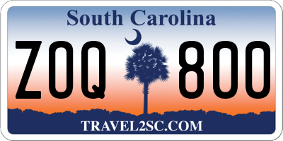 SC license plate ZOQ800