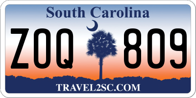 SC license plate ZOQ809