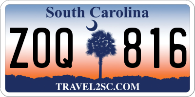 SC license plate ZOQ816