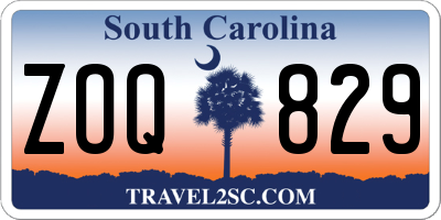 SC license plate ZOQ829
