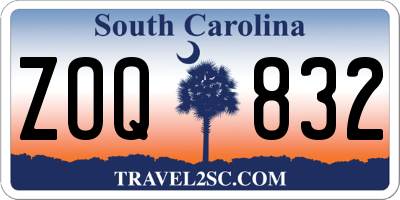 SC license plate ZOQ832