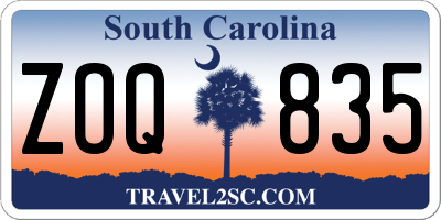 SC license plate ZOQ835
