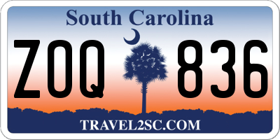SC license plate ZOQ836