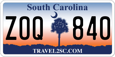 SC license plate ZOQ840