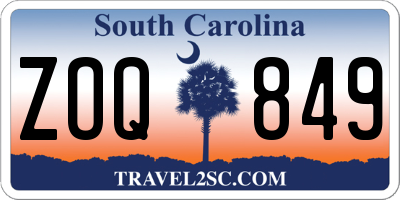 SC license plate ZOQ849