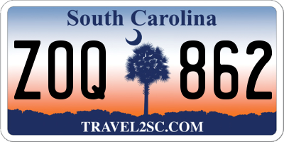 SC license plate ZOQ862