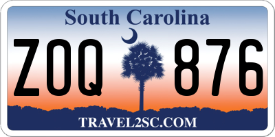 SC license plate ZOQ876