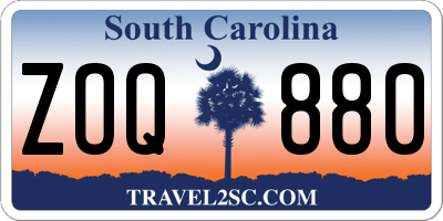 SC license plate ZOQ880