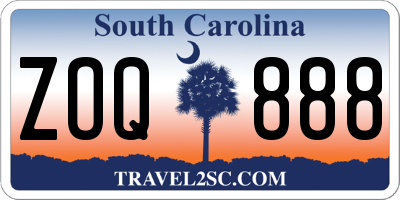 SC license plate ZOQ888