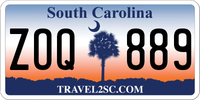 SC license plate ZOQ889