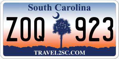 SC license plate ZOQ923