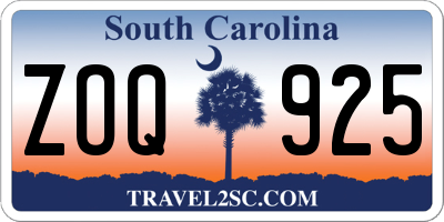 SC license plate ZOQ925