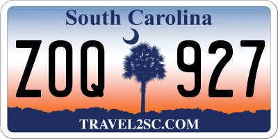 SC license plate ZOQ927