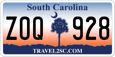 SC license plate ZOQ928