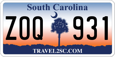 SC license plate ZOQ931