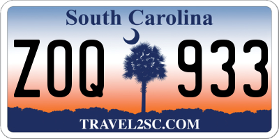 SC license plate ZOQ933