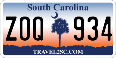 SC license plate ZOQ934