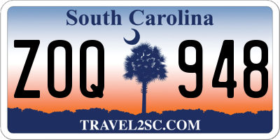 SC license plate ZOQ948