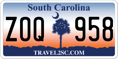 SC license plate ZOQ958