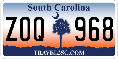 SC license plate ZOQ968