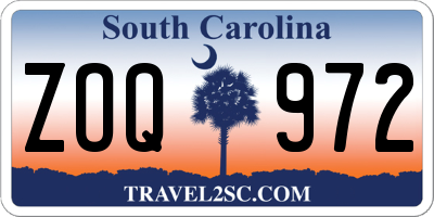 SC license plate ZOQ972