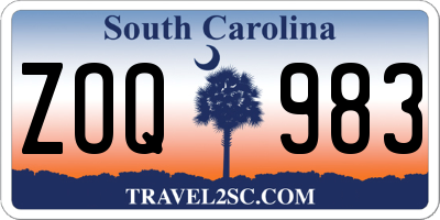SC license plate ZOQ983