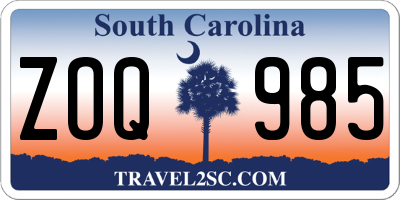 SC license plate ZOQ985