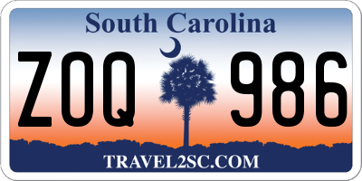 SC license plate ZOQ986