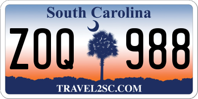 SC license plate ZOQ988