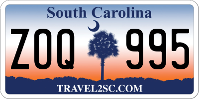 SC license plate ZOQ995