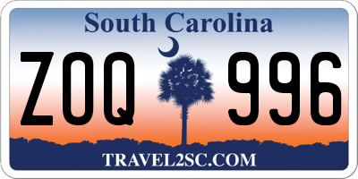 SC license plate ZOQ996