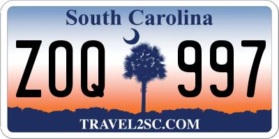 SC license plate ZOQ997