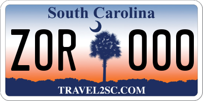 SC license plate ZOR000