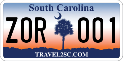 SC license plate ZOR001