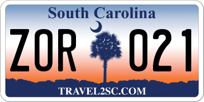 SC license plate ZOR021