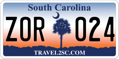 SC license plate ZOR024
