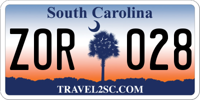 SC license plate ZOR028