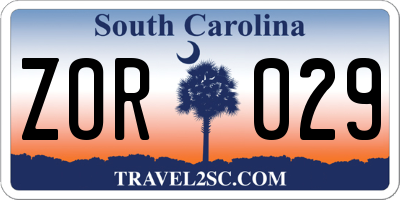 SC license plate ZOR029