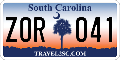 SC license plate ZOR041