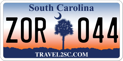 SC license plate ZOR044