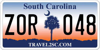 SC license plate ZOR048