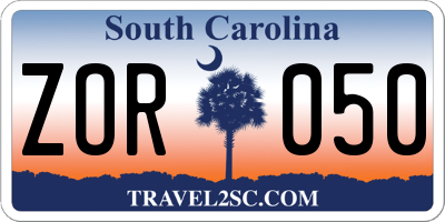 SC license plate ZOR050