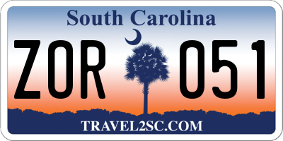 SC license plate ZOR051